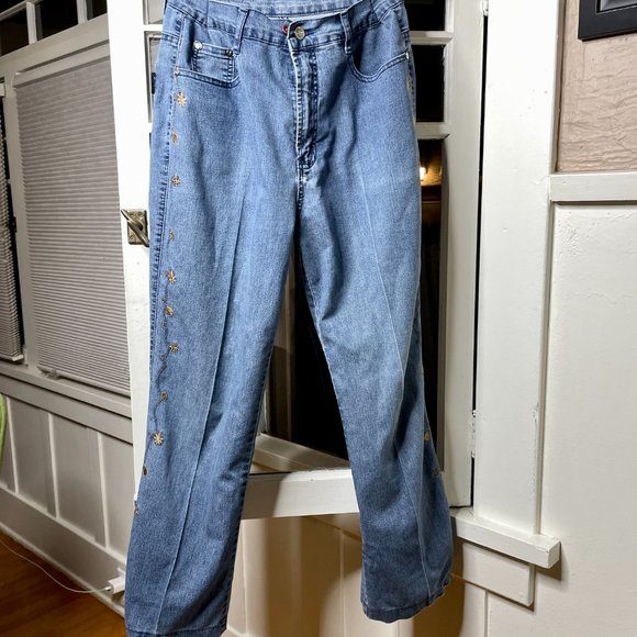 FC Jeans Side Leaf Print Denim Bootcut Jeans Size 30 - Picture 5 of 8